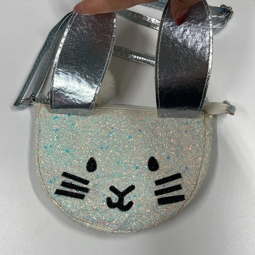 Girls Sparkle Glitter Bunny Purse Handbag